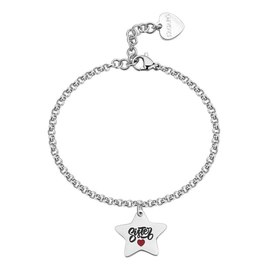 Bracciale Sagapò Be My Family Bracciale In Acciaio Maglia Rolo' Con Pendente A Forma Di Stella
