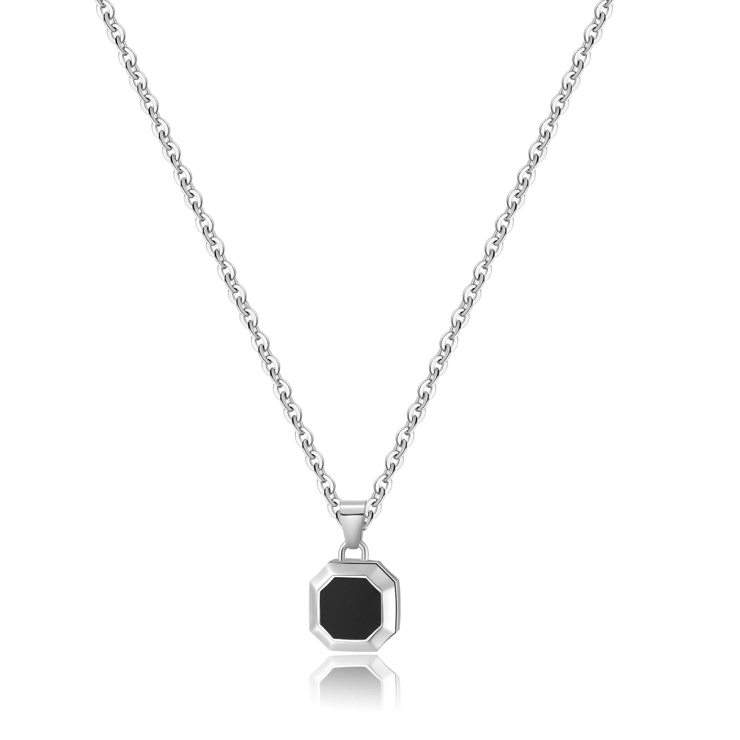 Collana Sagapò Castle Uomo Pendente Ottagonale Smalto Nero