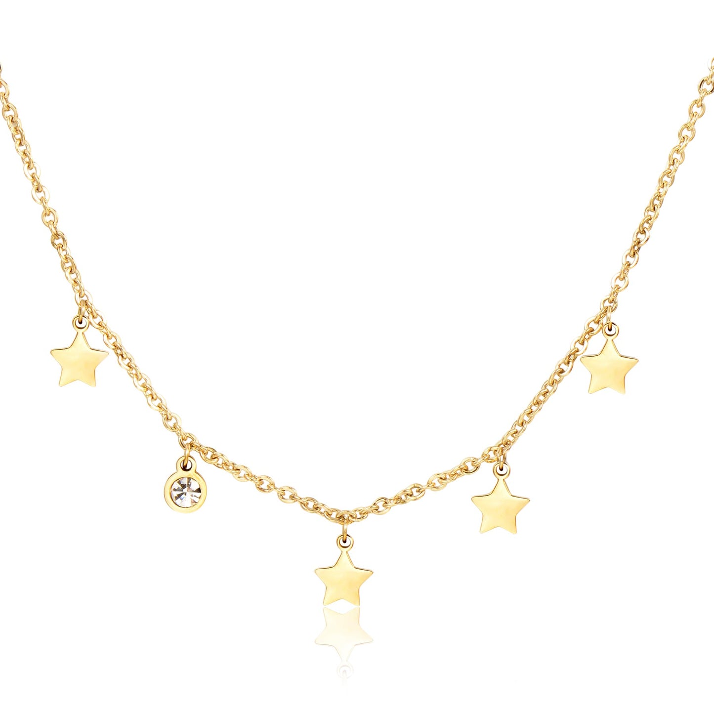 Collana Sagapò Luce Pvd Oro Con Stelle e Cristallo