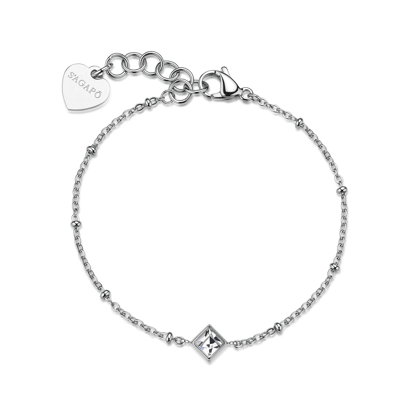 Bracciale Sagapò Luce Acciaio con Cristallo centrale