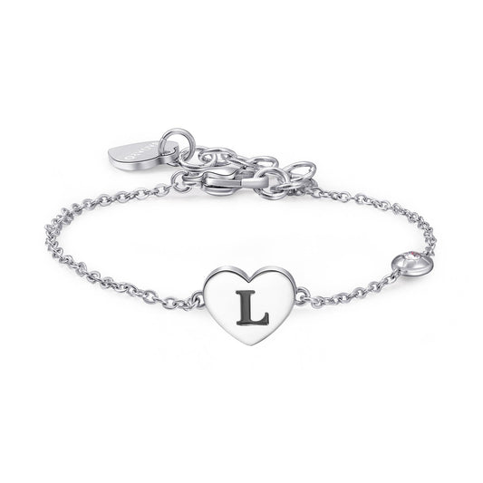 Bracciale Sagapò Click Acciaio Cuore Lettera L