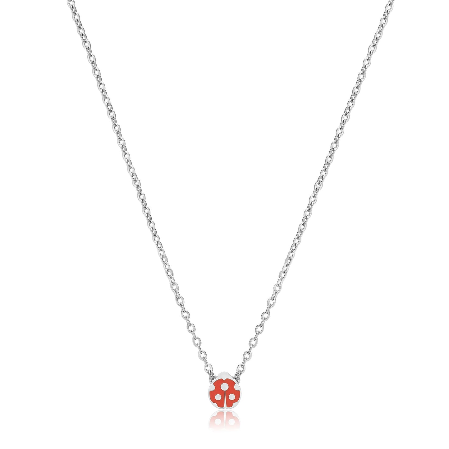 Collana Sagapò Click Collana Girocollo In Acciaio Con Pendente A Forma Di Coccinella E Smalto Rosso