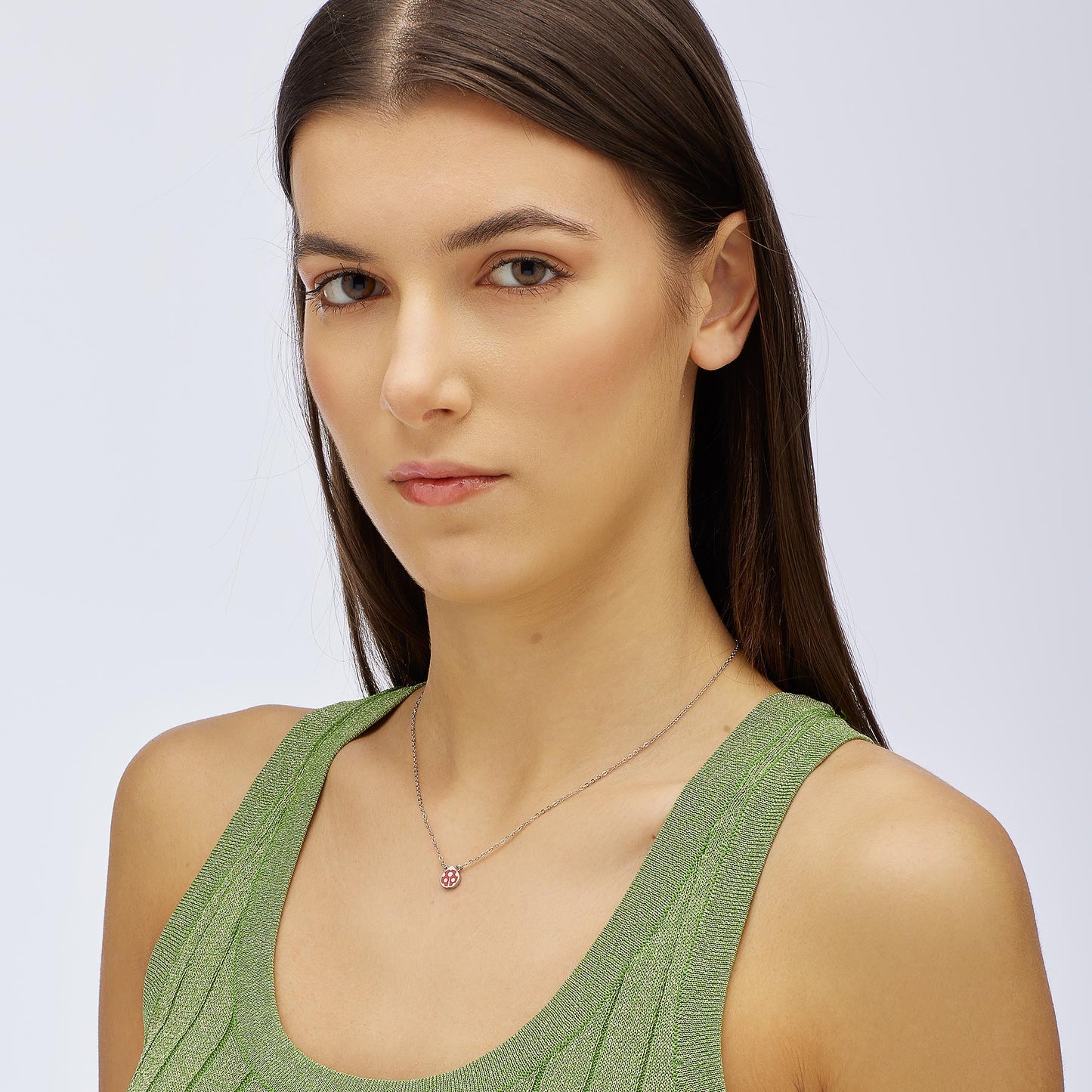 Collana Sagapò Click Collana Girocollo In Acciaio Con Pendente A Forma Di Coccinella E Smalto Rosso