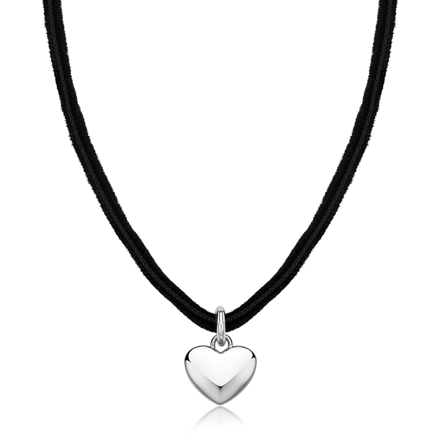 Collana Choker Sagapò Click Velluto Nero Pendente Cuore Acciaio