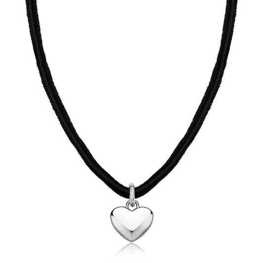 Collana Choker Sagapò Click Velluto Nero Pendente Cuore Acciaio
