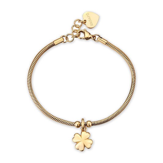 Bracciale Sagapò Click Pvd Oro Maglia Snake Charm Quadrifoglio