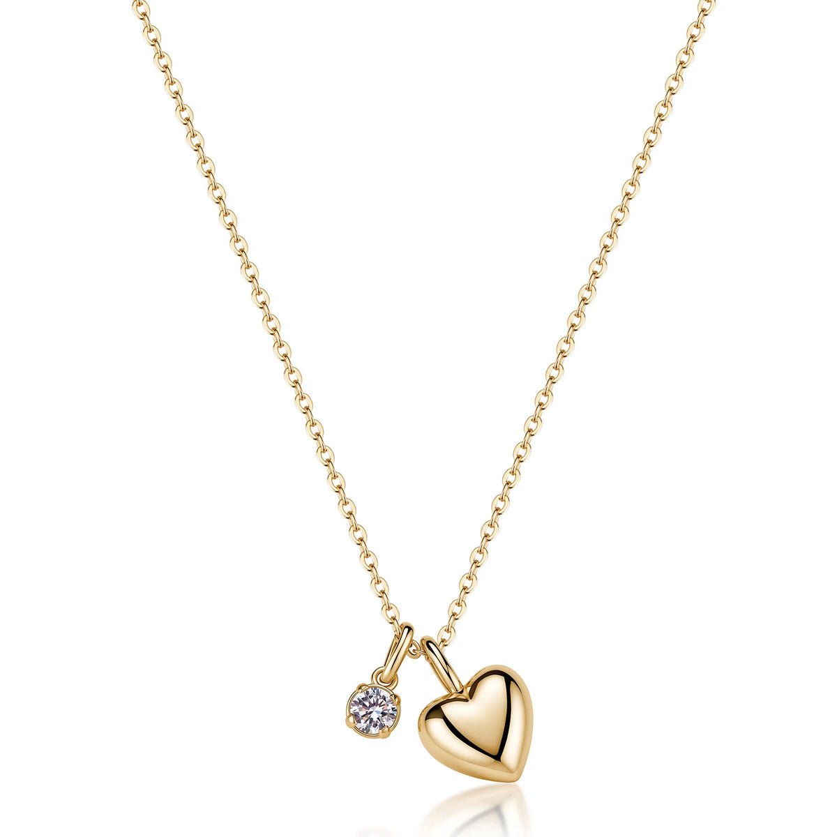 Collana Girocollo Sagapò Click Acciaio Pvd Oro Catena A Maglia Forzatina Doppio Pendente Cuore/Cubic Zirconia