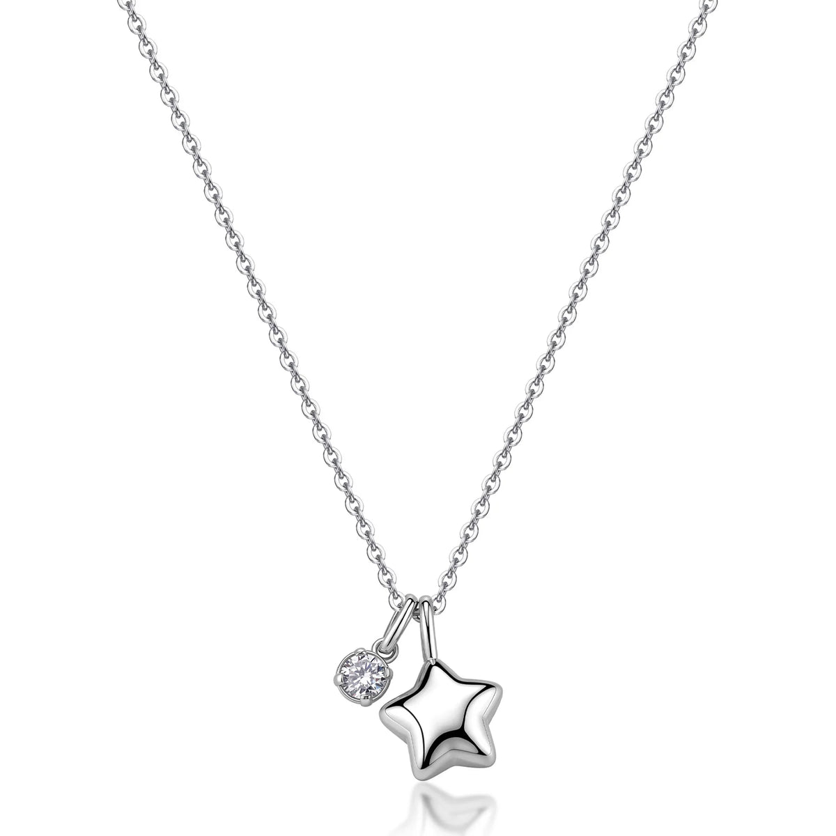 Collana Girocollo Sagapò Click Acciaio Catena Maglia Forzatina Doppio Pendente Stella/Cubic Zirconia