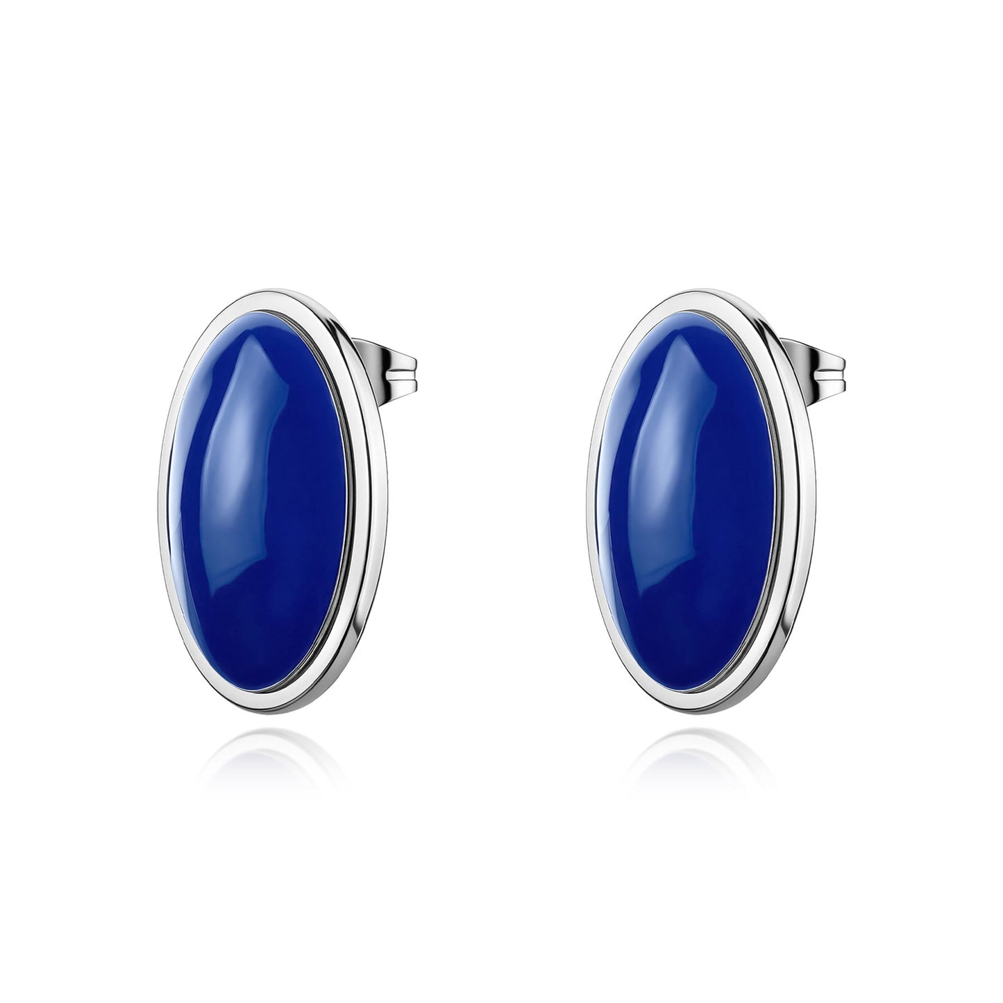 Orecchini a Lobo Sagapò Madame Acciaio Ovali Smalto Blu
