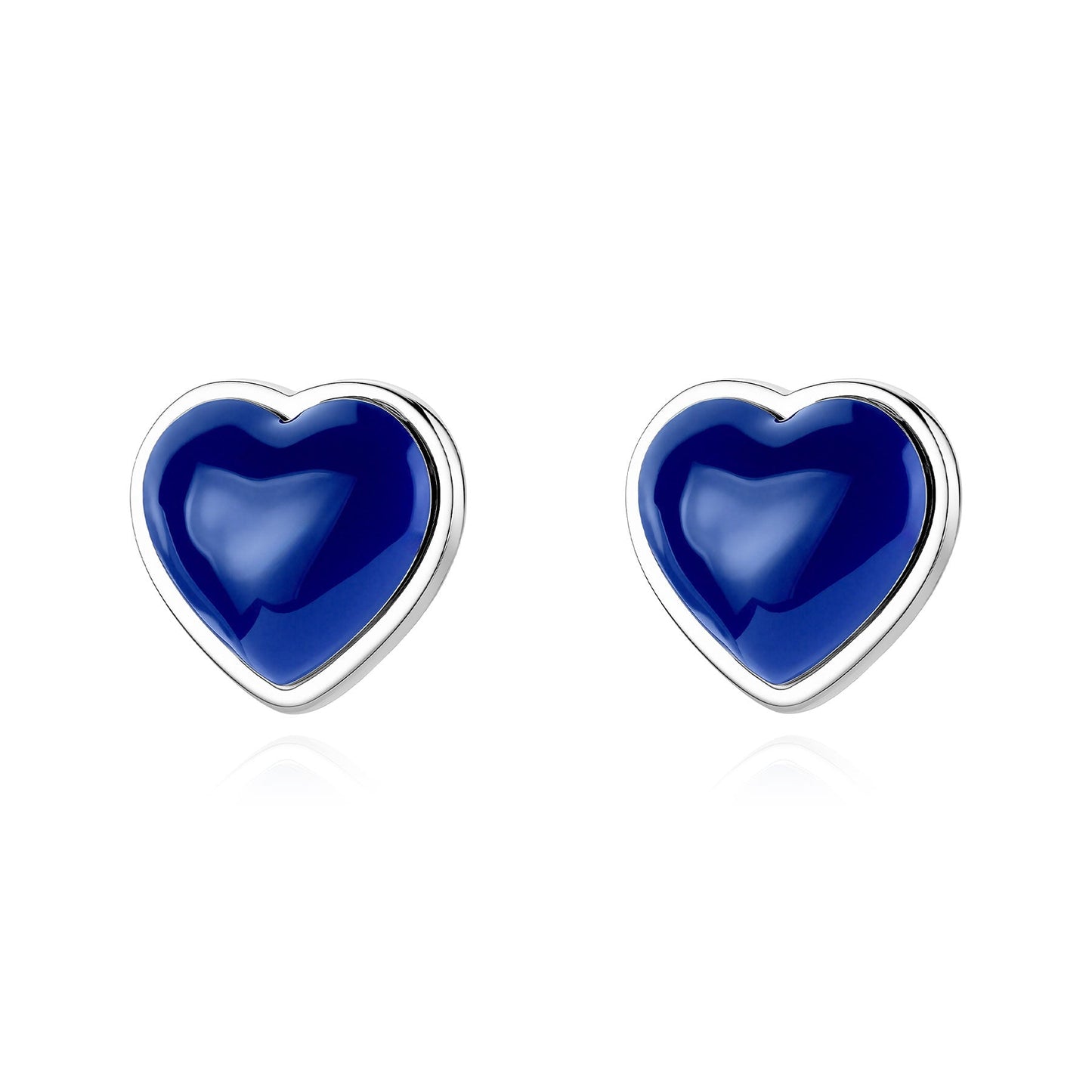 Orecchini a Lobo Sagapò Madame Acciaio Cuore Smalto Blu
