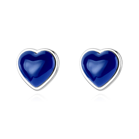 Orecchini a Lobo Sagapò Madame Acciaio Cuore Smalto Blu