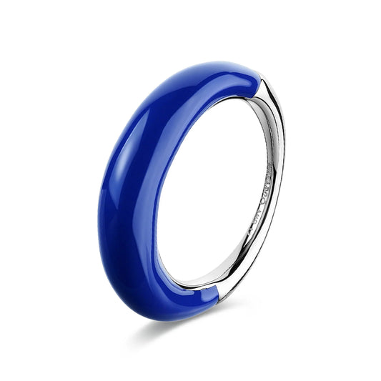 Anello Sagapò Madame Acciaio Smalto Blu - Misura 14