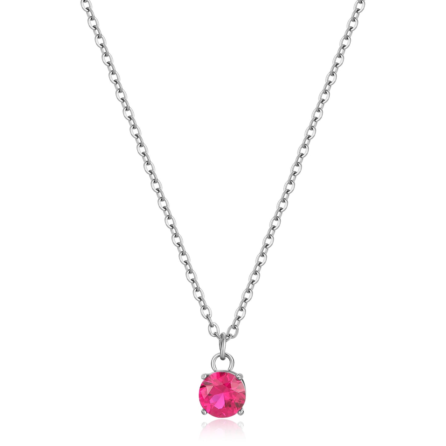 Collana Sagapò Dazzly In Acciaio Con Pendente Cristallo Fucsia