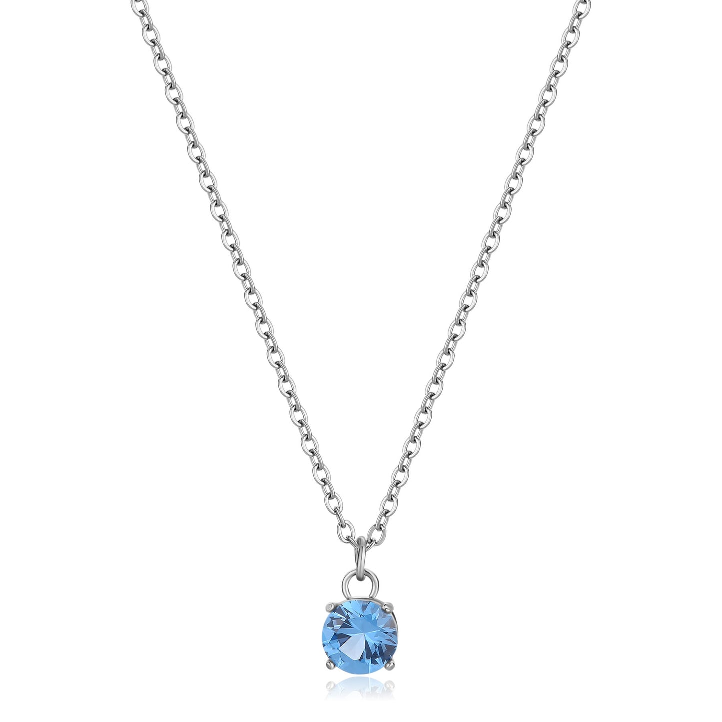 Collana Sagapò Dazzly In Acciaio Con Pendente Cristallo Blu