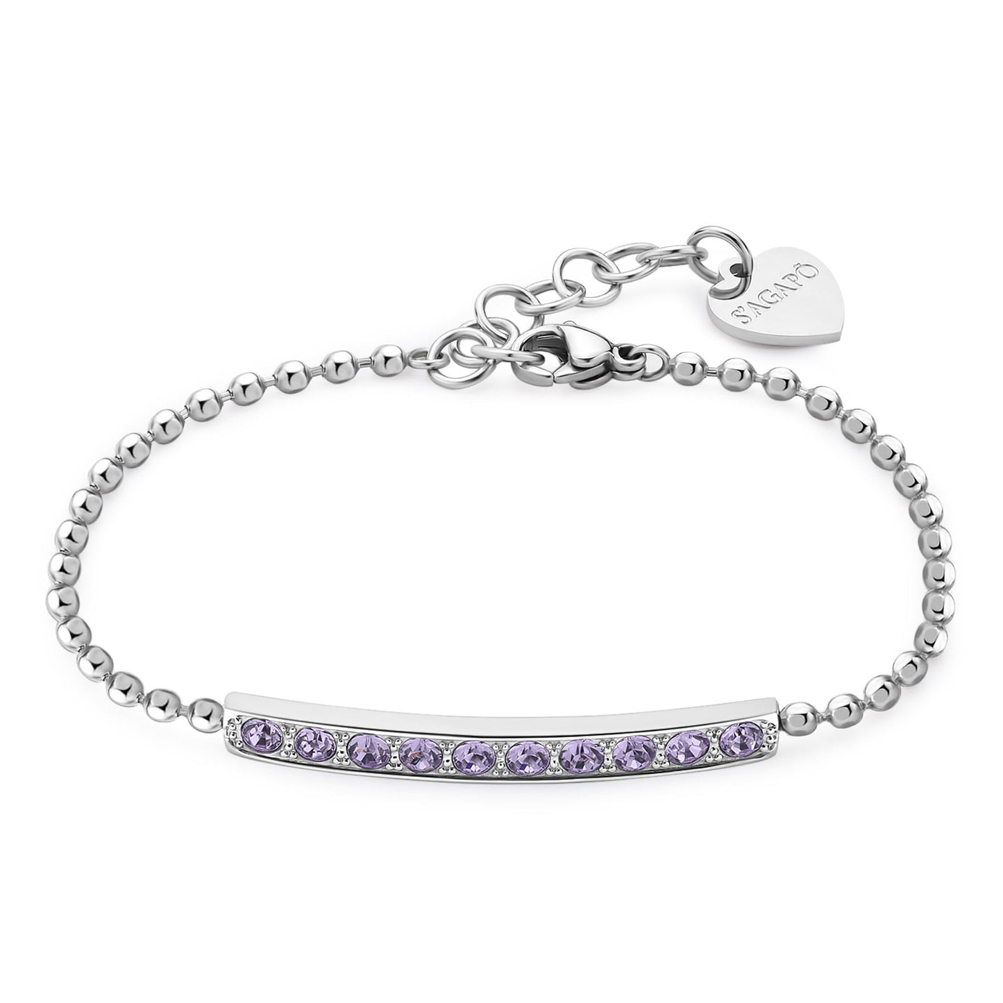 Bracciale Sagapò Dazzly In Acciaio Con Cristalli Viola