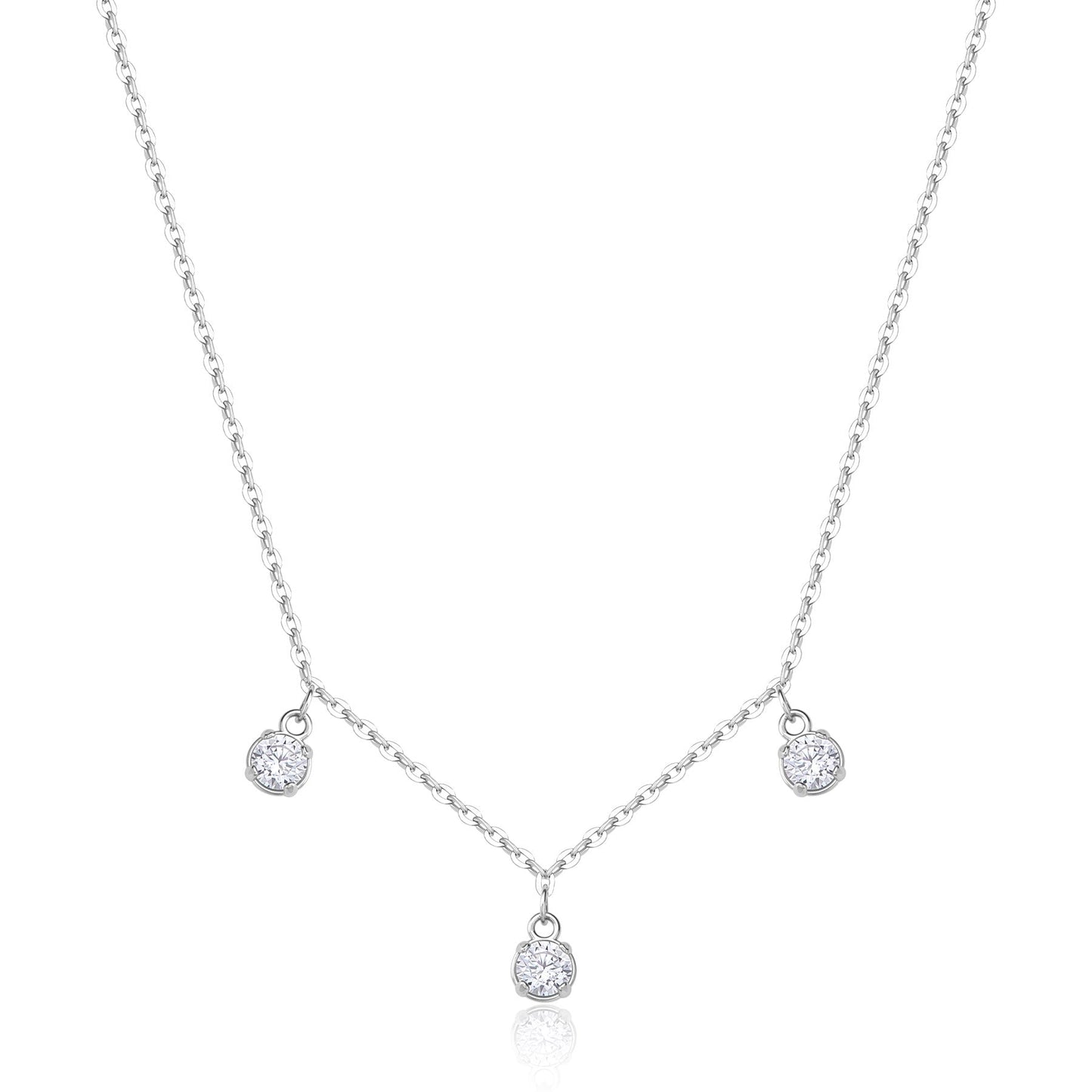 Collana Sagapò Dazzly Acciaio 3 Pendenti Punti Luce Cristalli Bianchi
