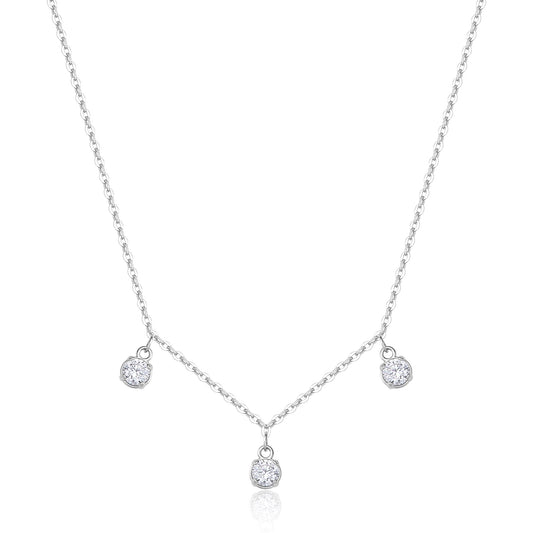 Collana Sagapò Dazzly Acciaio 3 Pendenti Punti Luce Cristalli Bianchi