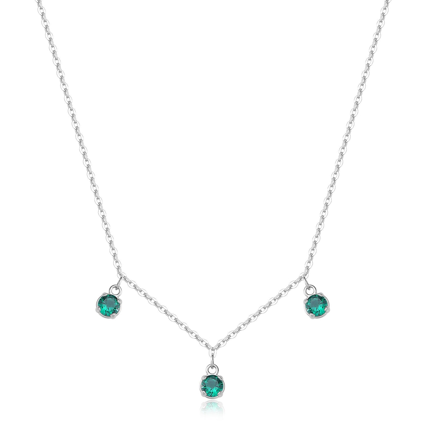 Collana Sagapò Dazzly Acciaio 3 Punti Luce Cristalli Verdi