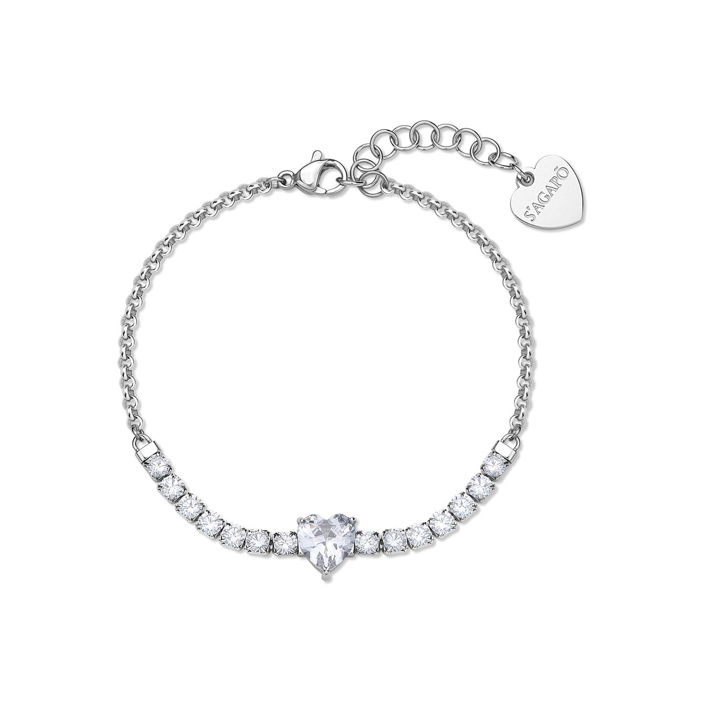 Bracciale Sagapò Dazzly Acciaio Rolò Centrale Tennis Cristalli