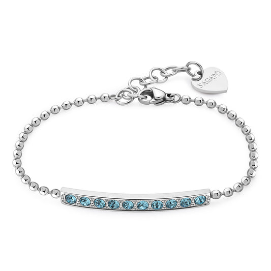 Bracciale Sagapò Dazzly In Acciaio Con Cristalli Azzurri