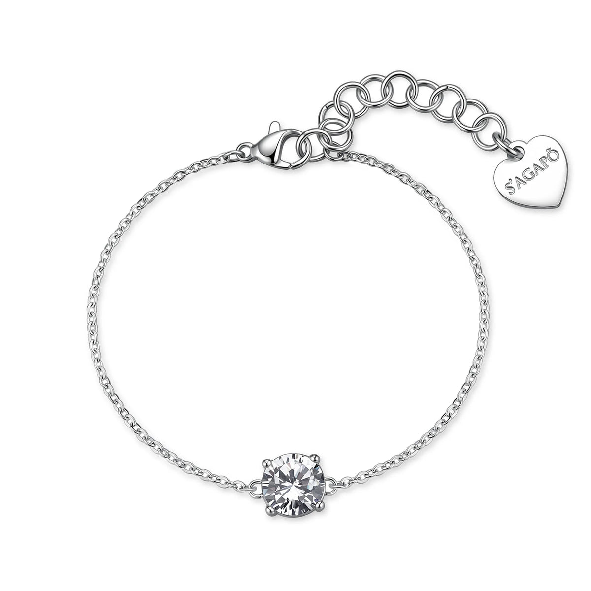 Bracciale Sagapò Dazzly Acciaio Maglia Forzatina Con Centrale Cubic Zirconia Grande