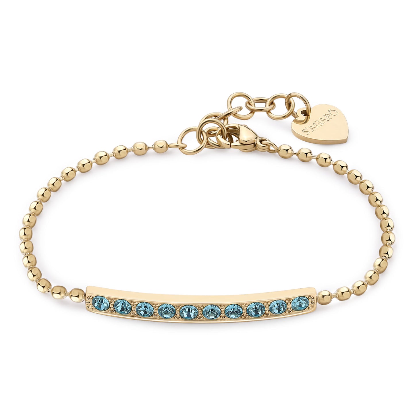 Bracciale Sagapò Dazzly Pvd Oro Cristalli Azzurri