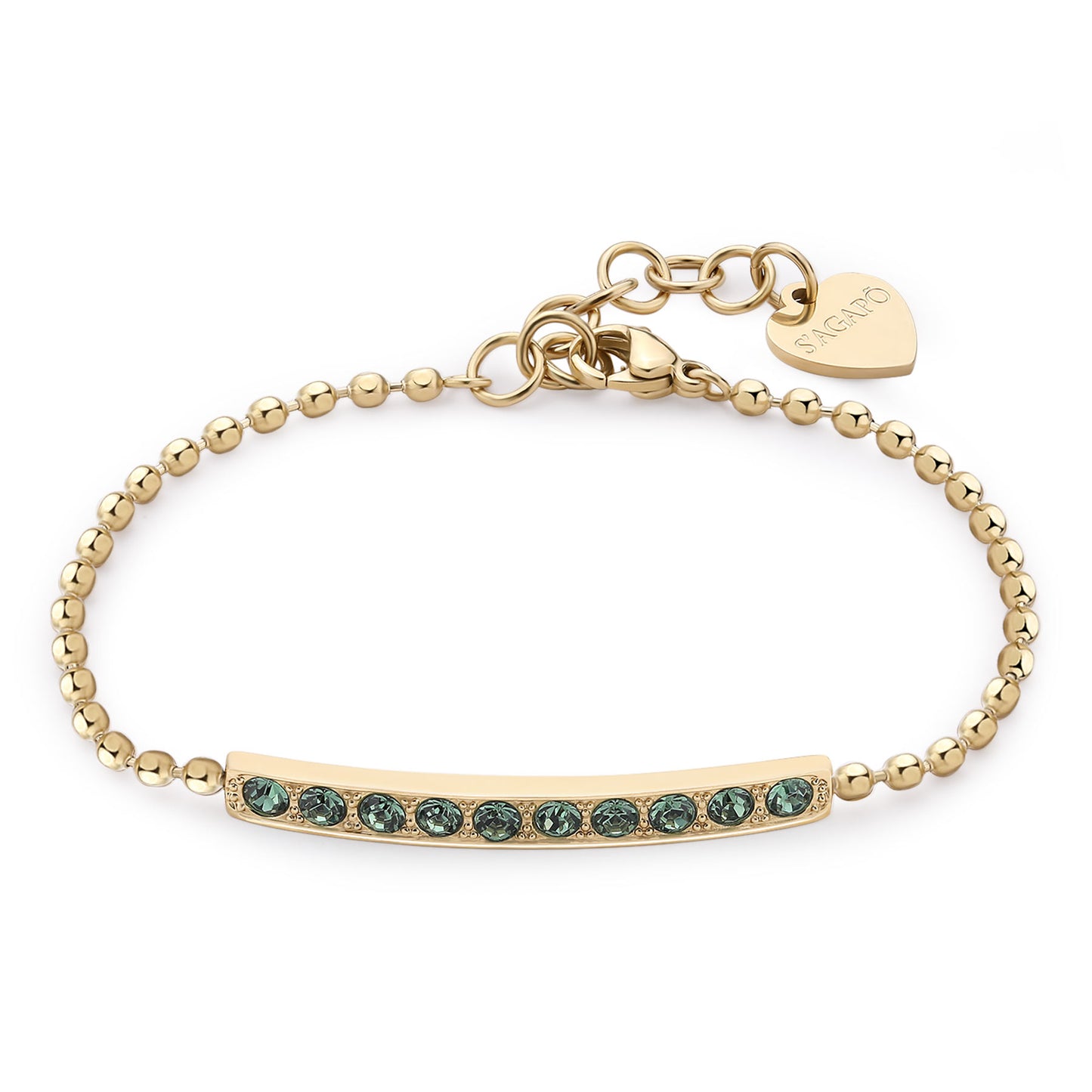 Bracciale Sagapò Dazzly Pvd Oro Cristalli Verdi