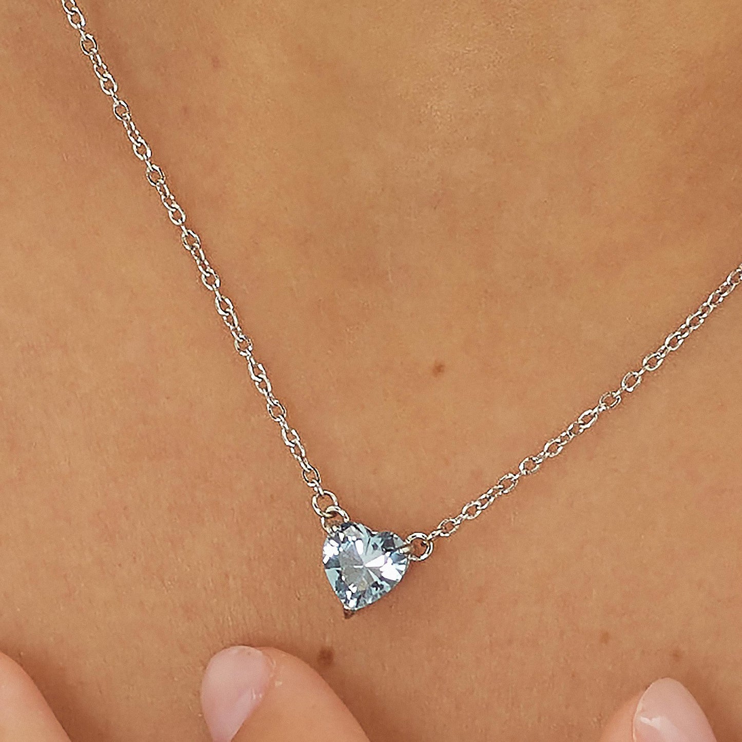 Collana Girocollo Sagapò Dazzly Acciaio Pendente Centrale Cuore Acquamarina