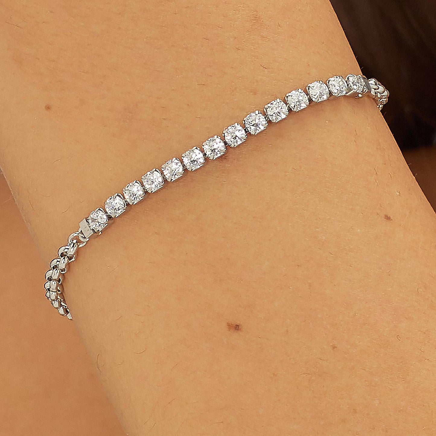 Bracciale Sagapò Dazzly Acciaio Centrale Tennis Bianchi