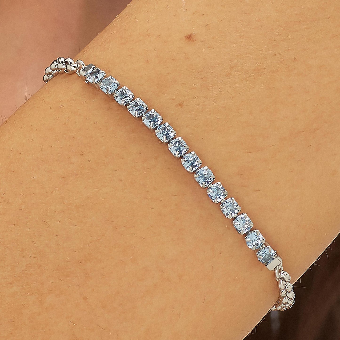 Bracciale Sagapò Dazzly Acciaio Centrale Tennis Acquamarina