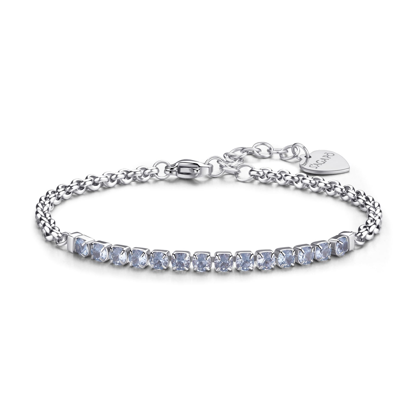 Bracciale Sagapò Dazzly Acciaio Centrale Tennis Acquamarina