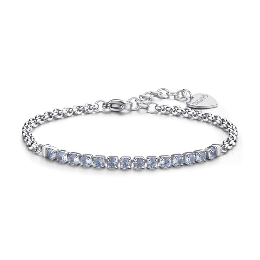 Bracciale Sagapò Dazzly Acciaio Centrale Tennis Acquamarina