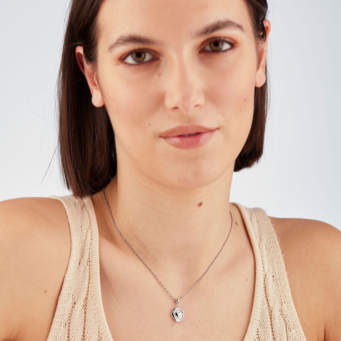 Collana Sagapò Feelings Acciaio Pendente Satinato Cuore