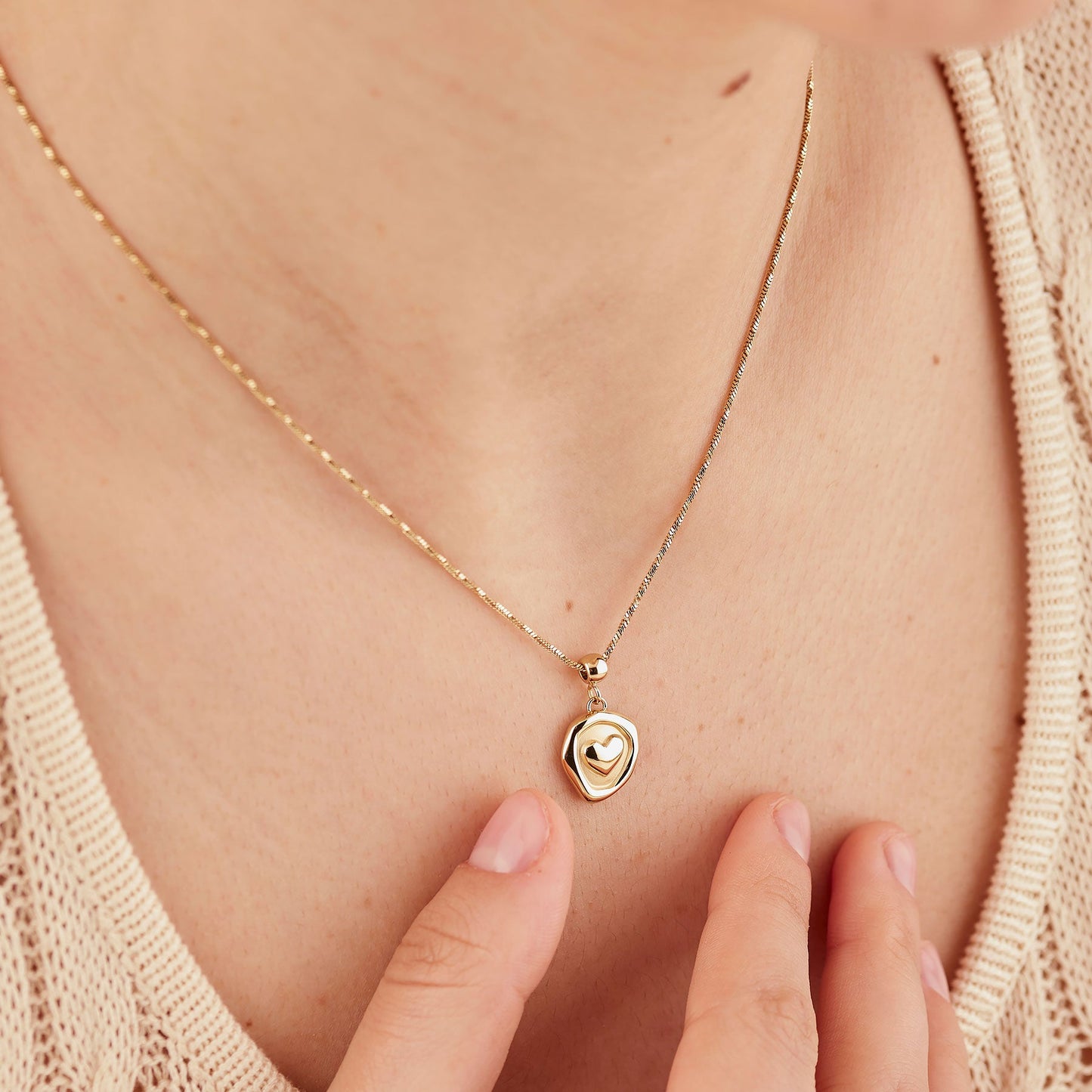Collana Sagapò Feelings Pvd Oro Pendente Satinato Cuore