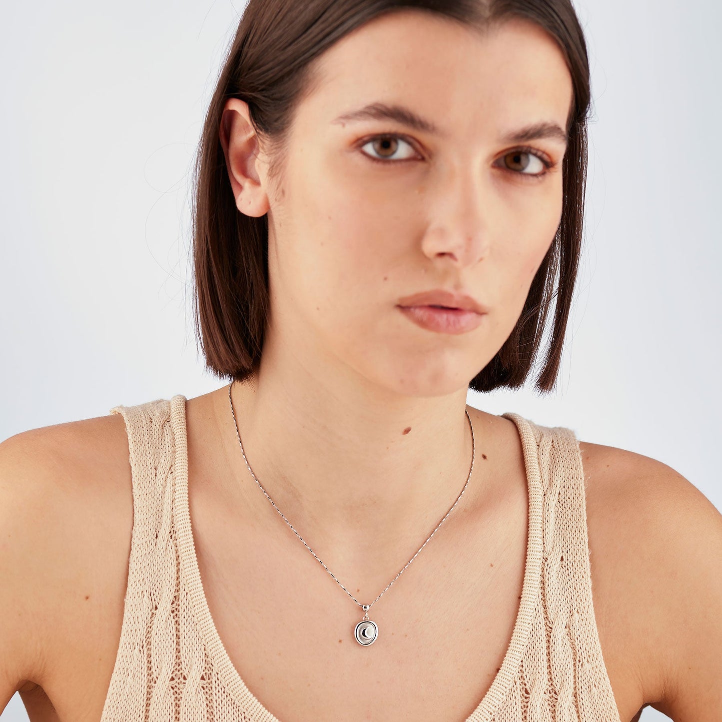 Collana Sagapò Feelings Acciaio Pendente Satinato Mezzaluna
