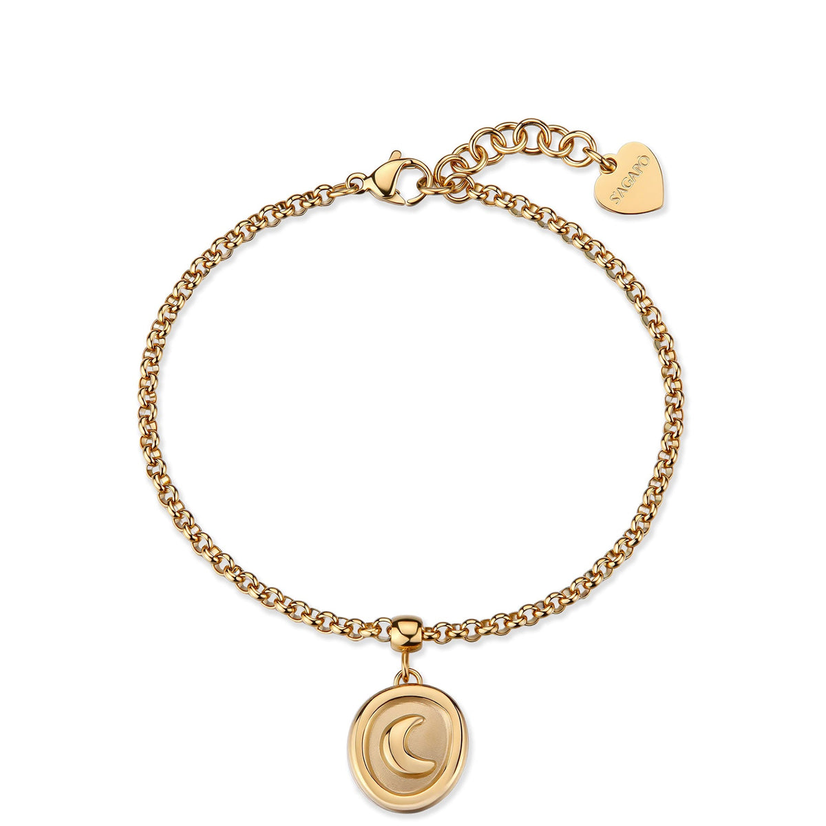 Bracciale Sagapò Feelings Pvd Oro Maglia Rolò Con Charm Satinato Mezzaluna
