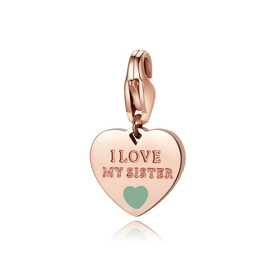 Ciondoli Sagapò Happy Family & Friends Charm Pvd Oro Rosa Cuore I Love My Stister