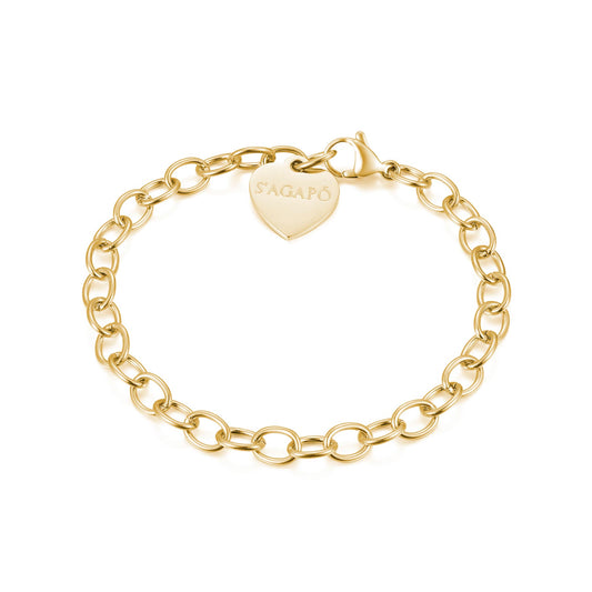 Bracciale Sagapò Happy Pvd Oro Charm Cuore