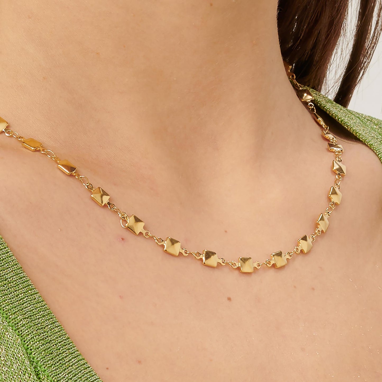 Collana Sagapò Chunky Collana Pvd Oro Catena Girocollo Con Borchie