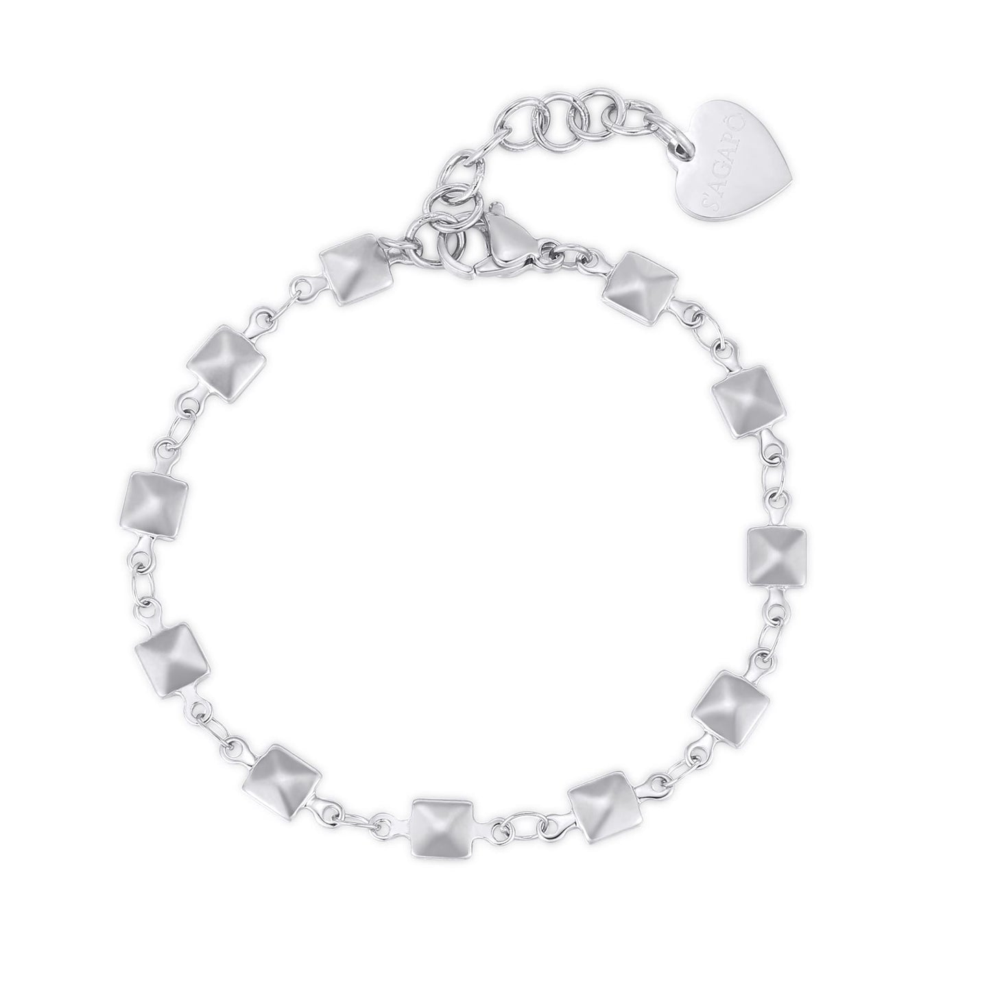 Bracciale Sagapò Chunky Bracciale In Acciaio Catena Con Borchie