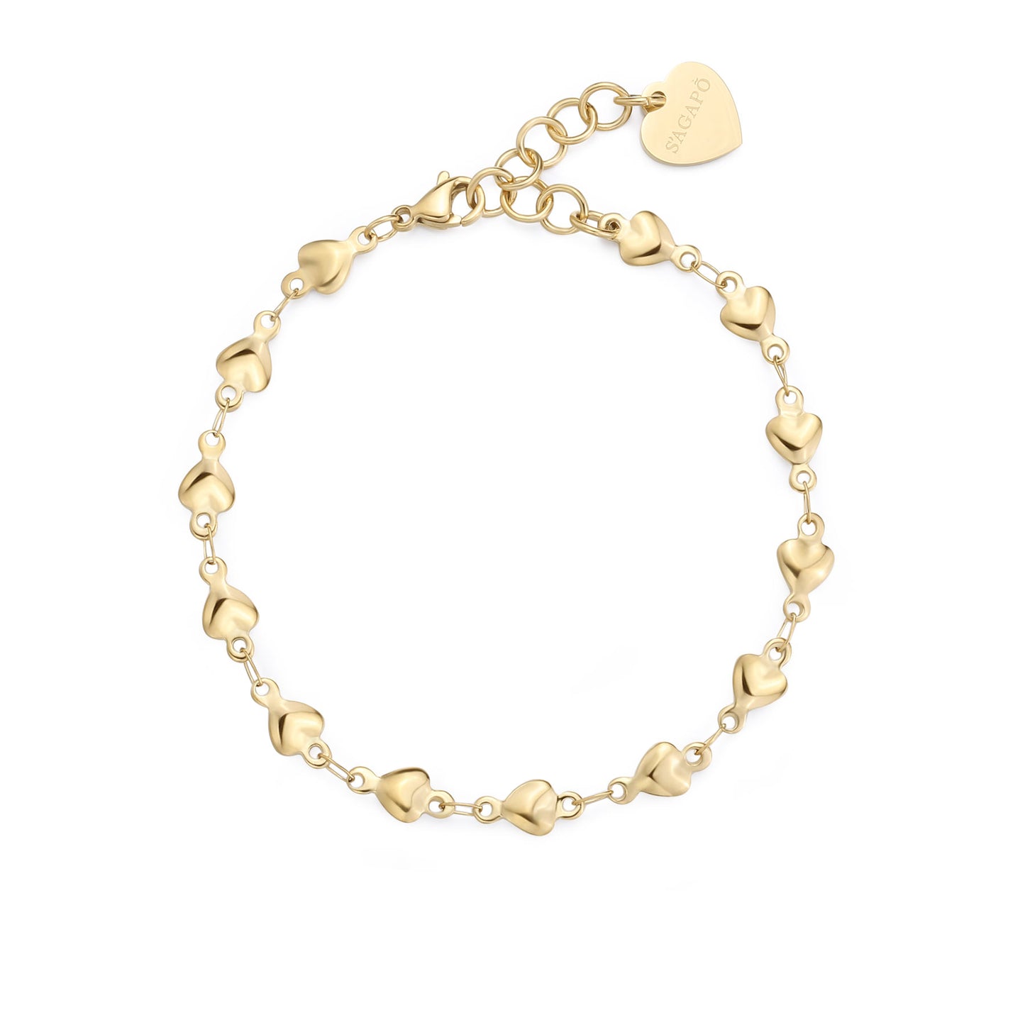 Bracciale Sagapò Chunky Pvd Oro Maglia A Cuori