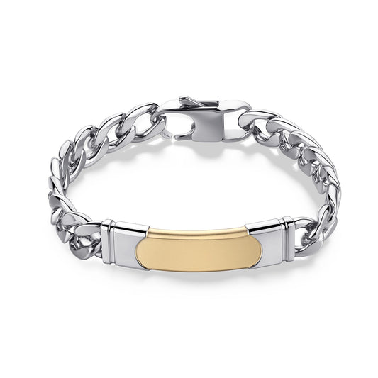 Bracciale Sagapò Parkour Uomo Piastrina Acciaio Pvd Oro