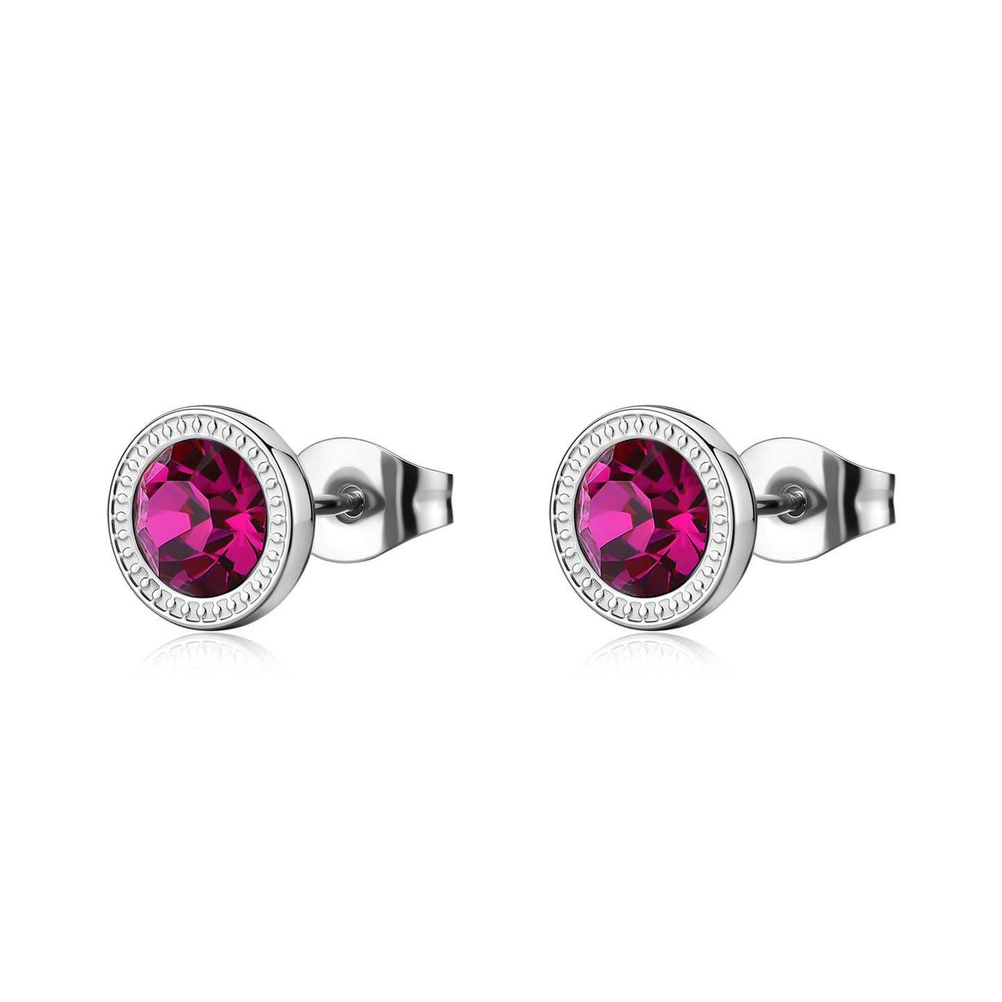 Orecchini a Lobo Sagapò Lucky Light Acciaio Punto Luce Fucsia