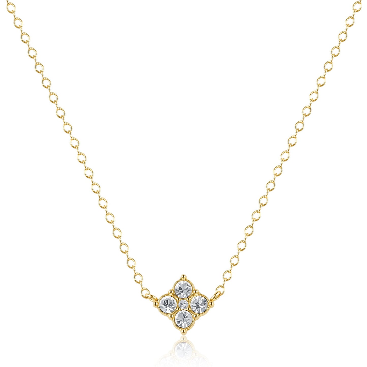 Collana Sagapò Gleam Acciaio Pvd Oro Pendente Fiore Cristalli