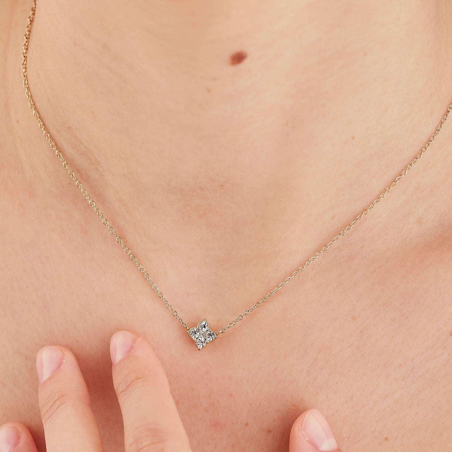 Collana Sagapò Gleam Acciaio Pvd Oro Pendente Fiore Cristalli