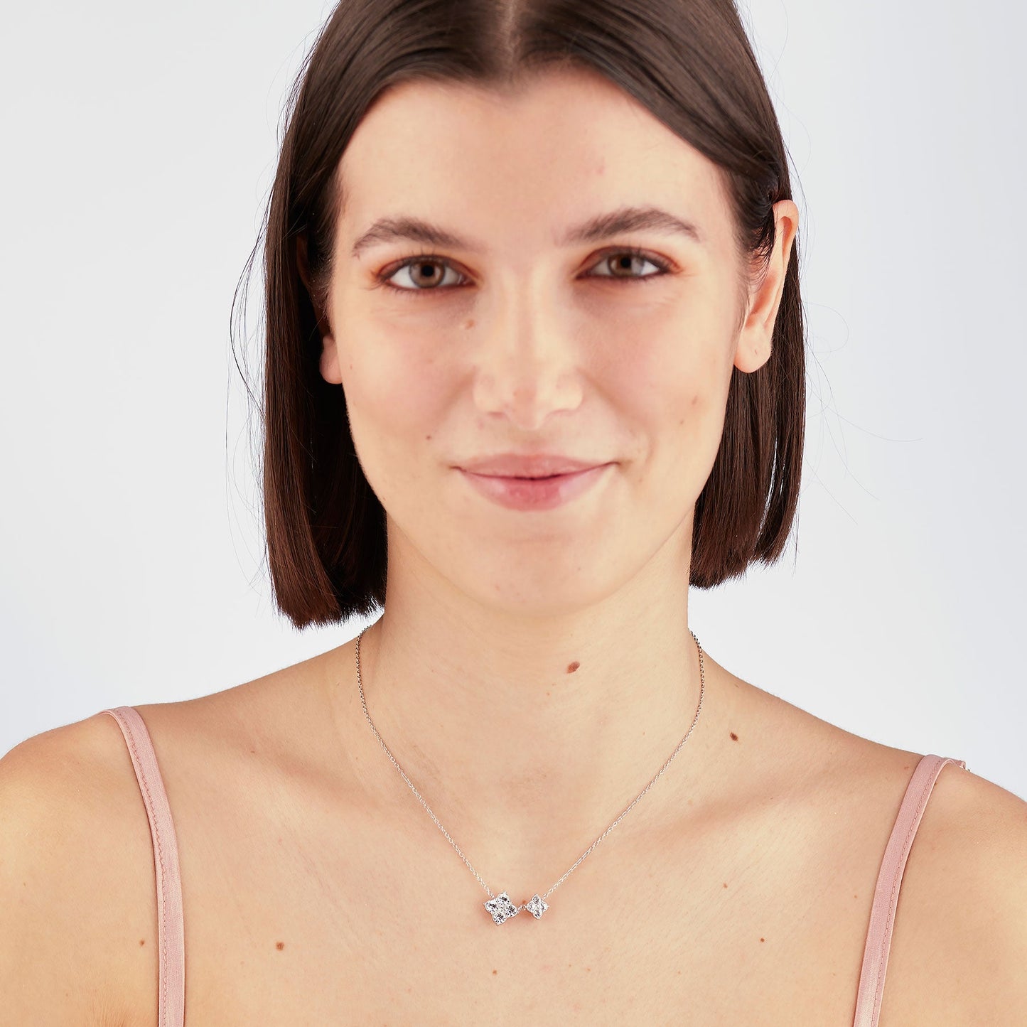 Collana Sagapò Gleam Acciaio 2 Fiori Cristalli a Decrescere