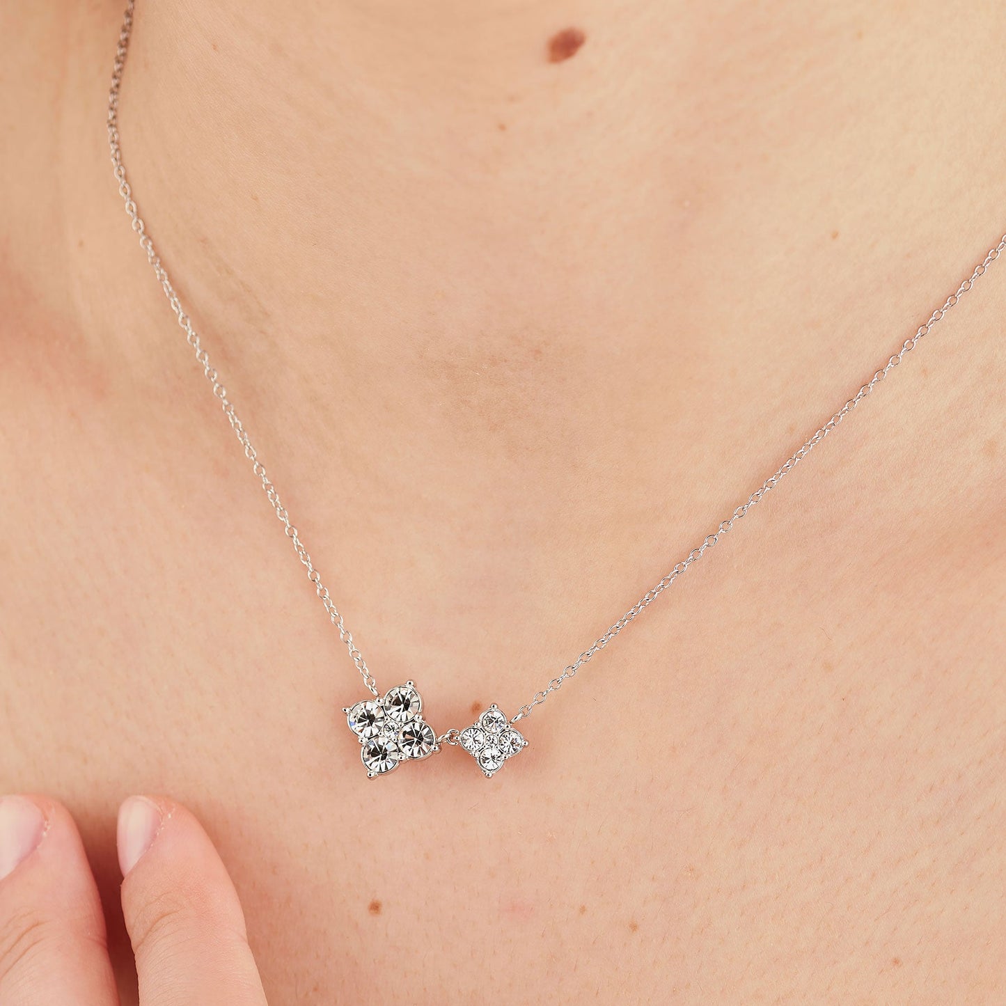 Collana Sagapò Gleam Acciaio 2 Fiori Cristalli a Decrescere