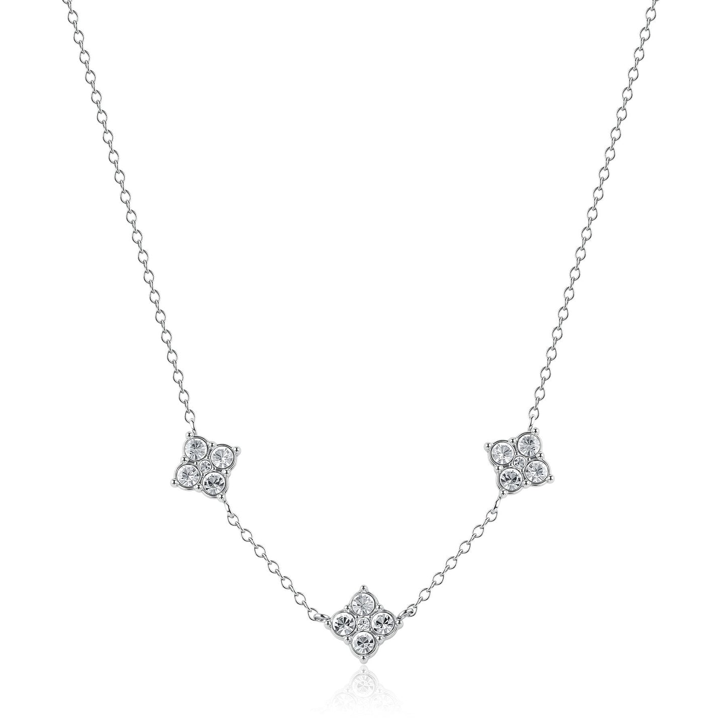 Collana Sagapò Gleam Acciaio Con 3 Fiori Cristalli
