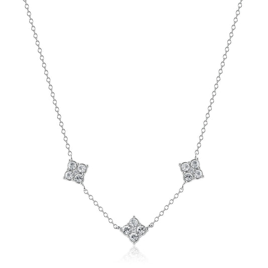 Collana Sagapò Gleam Acciaio Con 3 Fiori Cristalli