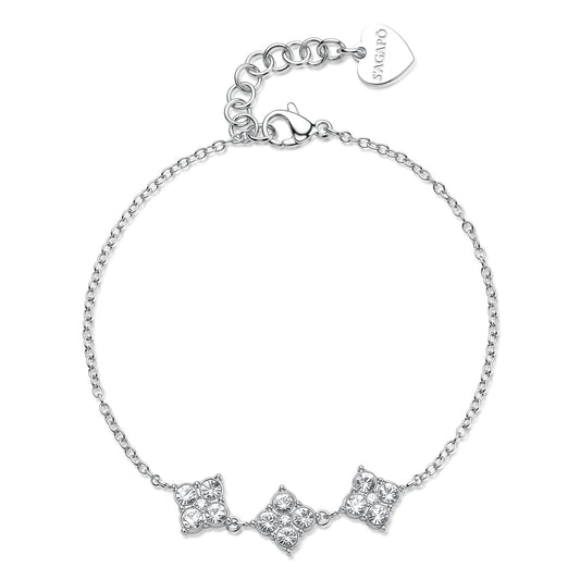 Bracciale Sagapò Gleam Acciaio 3 Fiori Cristalli